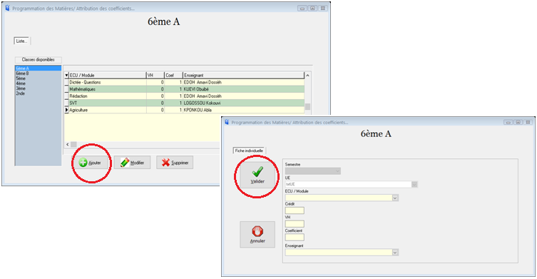 Programmer les matières